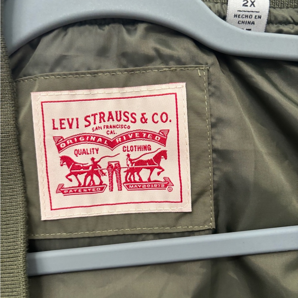 Levi’s Olive Green Bomber Jacket Zip Front Utility Coat - Picture 4 of 5